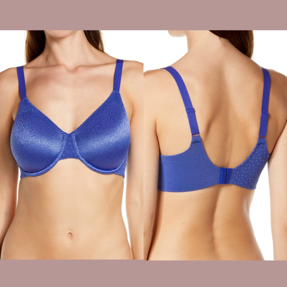 NWT $68 Wacoal [‎ 34D ] Back Appeal Smoothing Underwire Bra in Clematis Blue